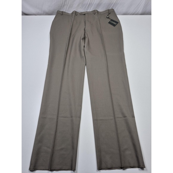 VTG Ralph Lauren Dress Pants Men's 44x37 Olive Wool Flat Front NWT Unhemmed